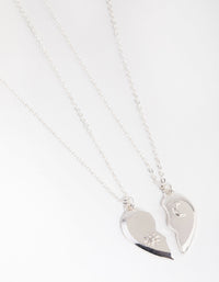 Silver Diamante Half Heart Necklace Pack - link has visual effect only