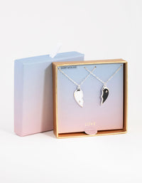 Silver Black and White Half Yin Yang 2-Pack Necklaces - link has visual effect only