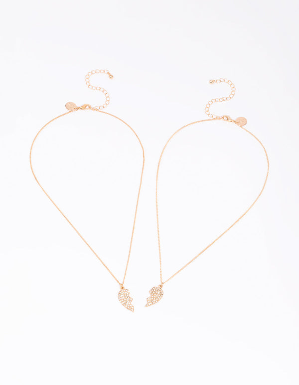 Gold Diamante Heart Necklace Set