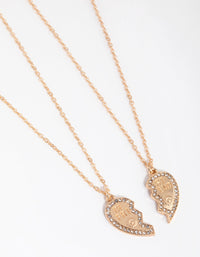 Gold Diamante Best Friend Half Heart 2-Pack Necklaces - link has visual effect only