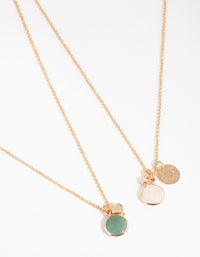 Gold and Green Semi-Precious Jingle 2-Pack Necklaces - link has visual effect only
