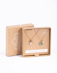 Gold and Green Semi-Precious Jingle 2-Pack Necklaces - link has visual effect only
