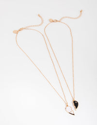 Gold Black and White Half Ying Yang 2-Pack Necklaces - link has visual effect only