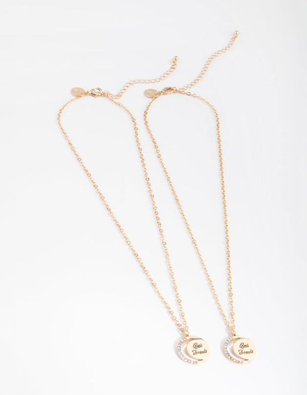 Gold Best Friend Crescent Moon 2-Pack Necklaces