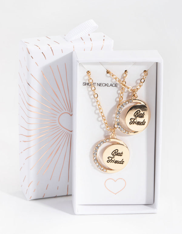 Gold Best Friend Crescent Moon 2-Pack Necklaces