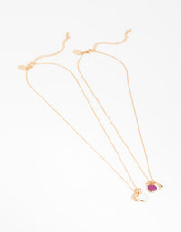 Gold and Purple Semi-Precious Star 2-Pack Necklaces - link has visual effect only