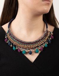 Gold Threadwrap Bead Statement Necklace - link has visual effect only