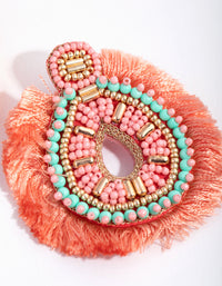 Gold Beaded Teardrop Tassel Earrings - link has visual effect only