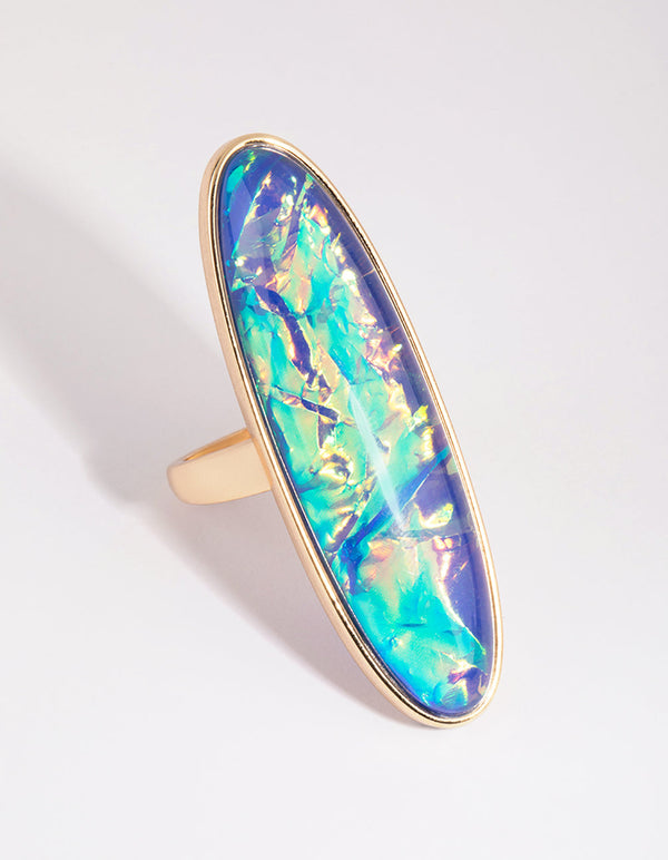 Gold Long Oval Ring