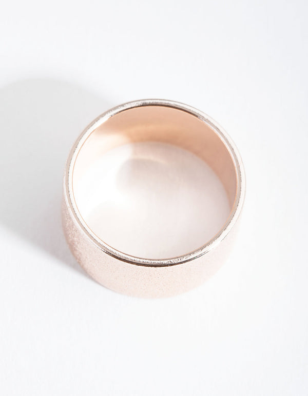 Rose Gold Textured Wide Band Ring