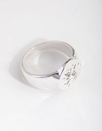 Silver Star and Crystal Signet Ring - link has visual effect only