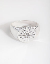Silver Star and Crystal Signet Ring - link has visual effect only
