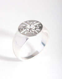 Silver Star and Crystal Signet Ring - link has visual effect only
