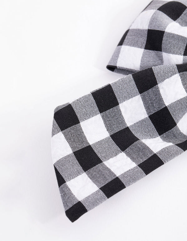 Gingham Long Bow Hair Tie