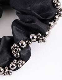 Embellished Black Satin Scrunchie - link has visual effect only