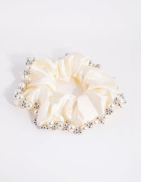 Embellished Cream Satin Scrunchie - link has visual effect only