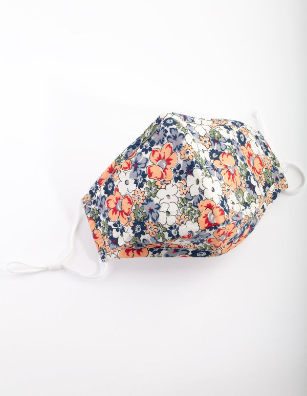 Orange and Blue Flower Mask