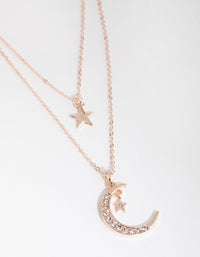 Rose Gold Diamante Moon and Star Necklace - link has visual effect only