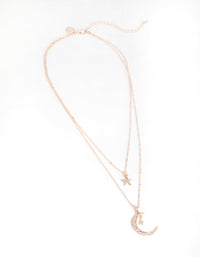 Rose Gold Diamante Moon and Star Necklace - link has visual effect only