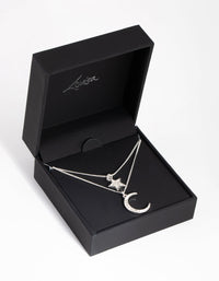 Silver Diamante Moon and Star Necklace - link has visual effect only