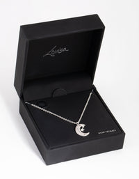 Silver Cubic Zirconia Moon and Star Necklace - link has visual effect only