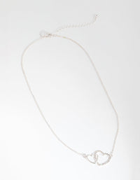 Silver Diamante Linked Heart Necklace - link has visual effect only
