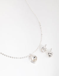 Silver Heart Necklace and Earrings Set - link has visual effect only