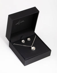 Silver Heart Necklace and Earrings Set - link has visual effect only