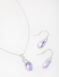 Silver Teardrop Necklace and Earrings Set - link has visual effect only