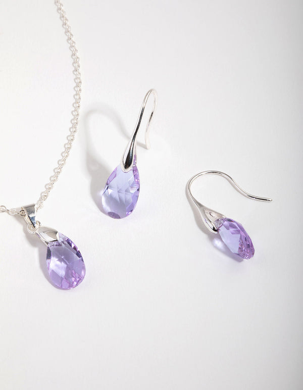 Silver Teardrop Necklace and Earrings Set