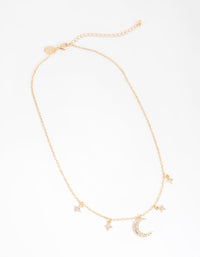 Gold Star and Moon Diamante Necklace - link has visual effect only