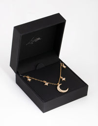 Gold Star and Moon Diamante Necklace - link has visual effect only