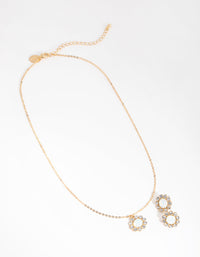 Gold Flower Stone Necklace and Earrings Set - link has visual effect only