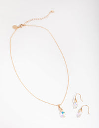 Gold Teardrop Necklace and Earrings Set - link has visual effect only