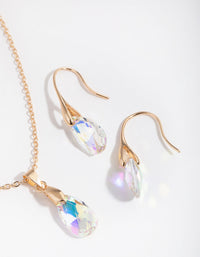 Gold Teardrop Necklace and Earrings Set - link has visual effect only