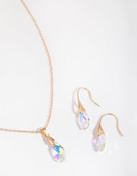 Gold Teardrop Necklace and Earrings Set - link has visual effect only