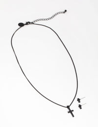 Black Diamante Cross Necklace and Earrings Set - link has visual effect only