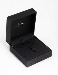Black Diamante Cross Necklace and Earrings Set - link has visual effect only