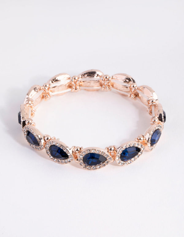 Rose Gold Classic Pear Halo Bracelet
