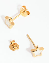Gold Plated Sterling Silver Mother of Pearl Star Stud Earrings - link has visual effect only