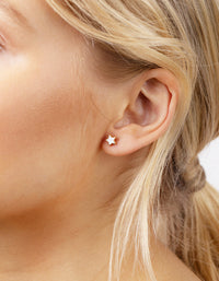 Gold Plated Sterling Silver Mother of Pearl Star Stud Earrings - link has visual effect only