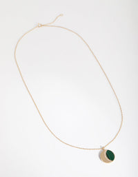 Gold Malachite & Cubic Zirconia Moon Necklace - link has visual effect only