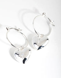 Silver Plated Cubic Zirconia Heart Hoop Earrings - link has visual effect only