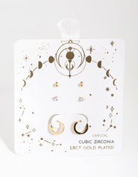 18ct Gold Plated April Cubic Zirconia Earring 3-Pack - link has visual effect only