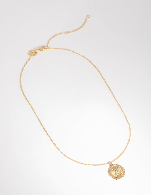 18ct Gold Plated Butterfly Coin Necklace