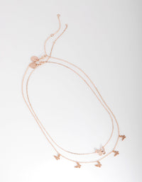 Rose Gold Plated Cubic Zirconia Butterfly Charm Necklace Set - link has visual effect only