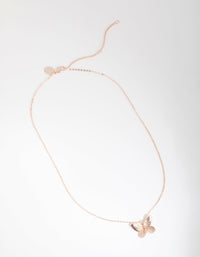 Rose Gold Plated Butterfly Charm Necklace - link has visual effect only