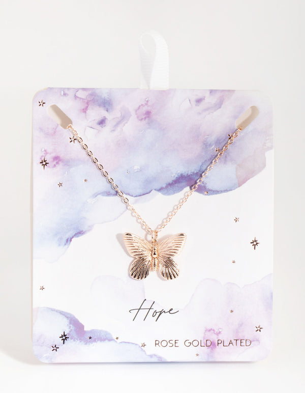 Rose Gold Plated Butterfly Charm Necklace