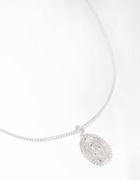 Silver Plated Oval Pendant Necklace Set - link has visual effect only