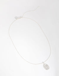 Silver Plated Oval Pendant Necklace Set - link has visual effect only